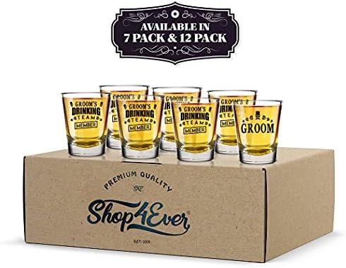 shop4ever Groom and Groom's drinking Team Member Glass Shot Glass wedding Bachelor Party Shot Glass