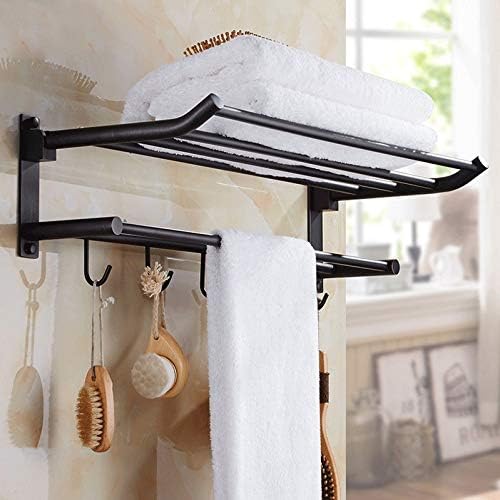 Czdyuf sklopivi držač za kupanje Crni pokretni ručnik zidni zidni nosač ručnika nosača ručnika