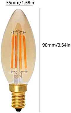 YDJoo 4W C35 LED Edison sijalica sa mogućnošću zatamnjivanja LED Vintage filament luster sijalice 2200k toplo žuto Jantarno staklo E12 kandelabra baza dekorativne LED sijalice za sveće, 6 pakovanje