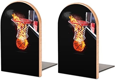 Vatra i košarka Drvo knjiga završava 2 kom neklizajuće drvene Bookends za kućnu kancelariju dekor teške knjige / CD / Filmovi 5 x3.