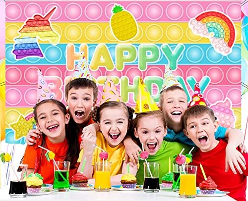Mecolo 7x5ft Pop ukrasi za rođendanske zabave Macaron Pastel Pop Push Backdrop Banner za djevojčice dječaci djeca rođendan Rainbow